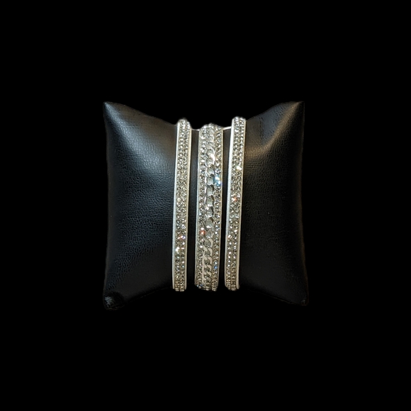 A4 New Bright White & Silver Crystal Rhinestone Wrap Bracelet Adjustable NEW - Picture 8 of 15